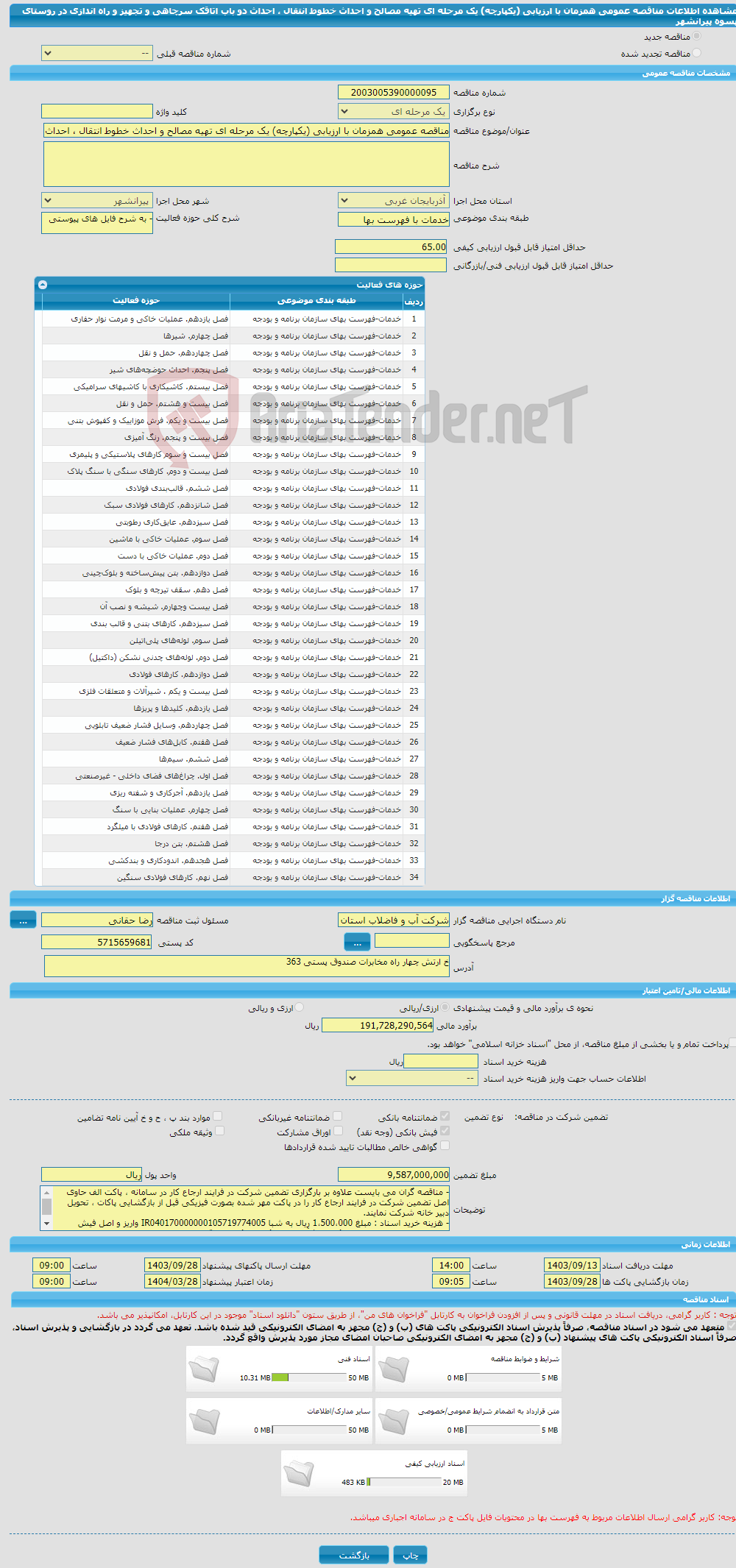 تصویر کوچک آگهی مناقصه عمومی همزمان با ارزیابی (یکپارچه) یک مرحله ای تهیه مصالح و احداث خطوط انتقال ، احداث دو باب اتاقک سرچاهی و تجهیز و راه اندازی در روستای پسوه پیرانشهر