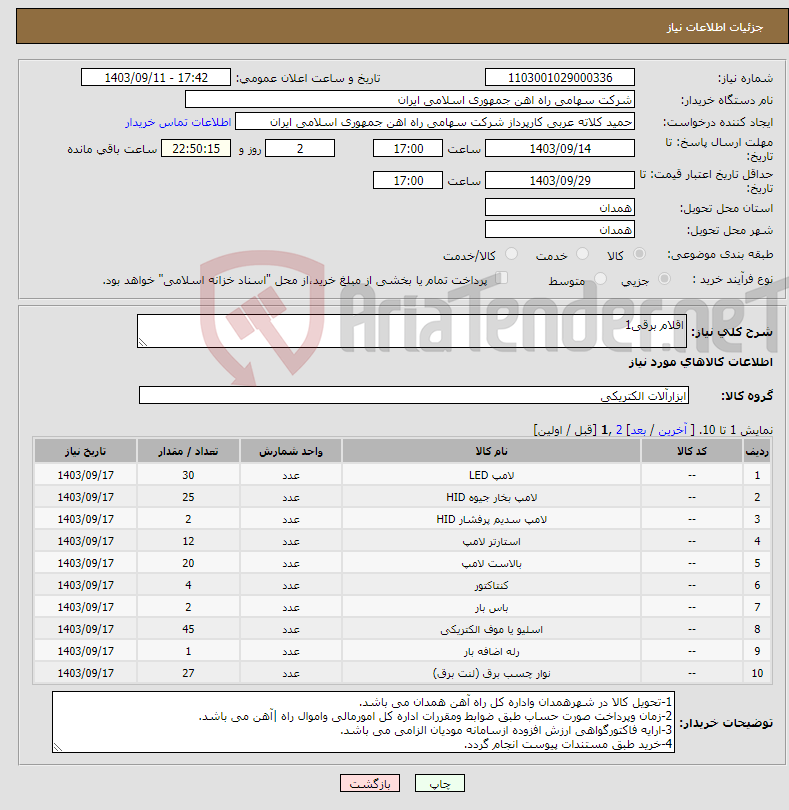 تصویر کوچک آگهی نیاز انتخاب تامین کننده-اقلام برقی1