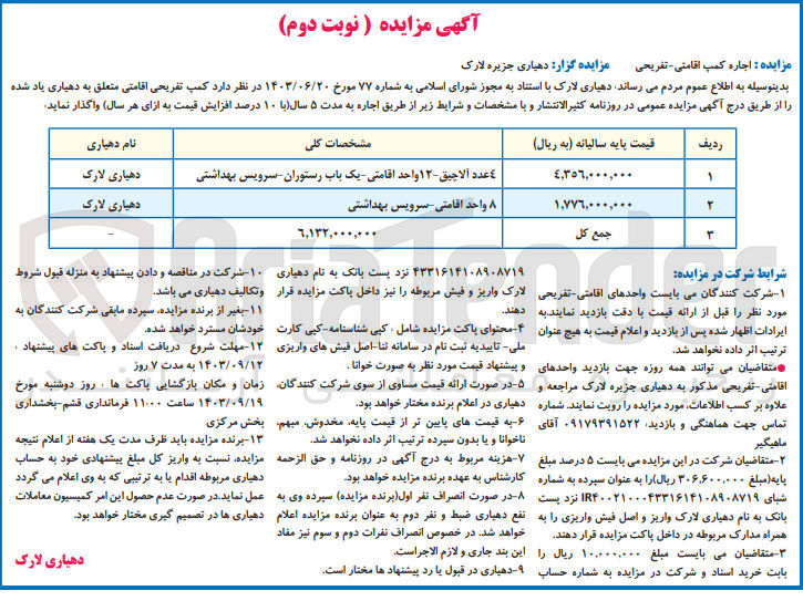 تصویر کوچک آگهی اجاره کمپ اقامتی -تفریحی 