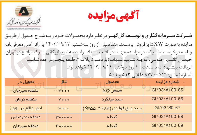 تصویر کوچک آگهی فروش سبد میلگرد
