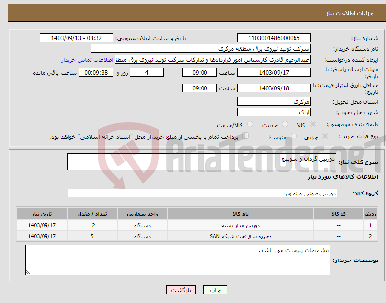 تصویر کوچک آگهی نیاز انتخاب تامین کننده-دوربین گردان و سوییچ