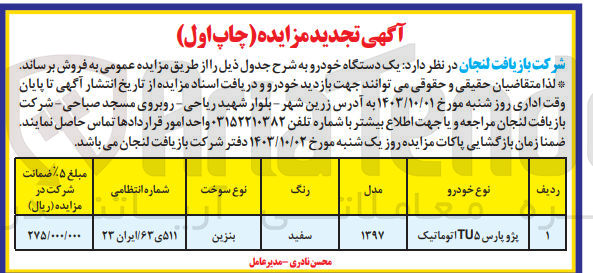 تصویر کوچک آگهی فروش یک دستگاه خودرو پژو پارس TU۵ اتوماتیک
