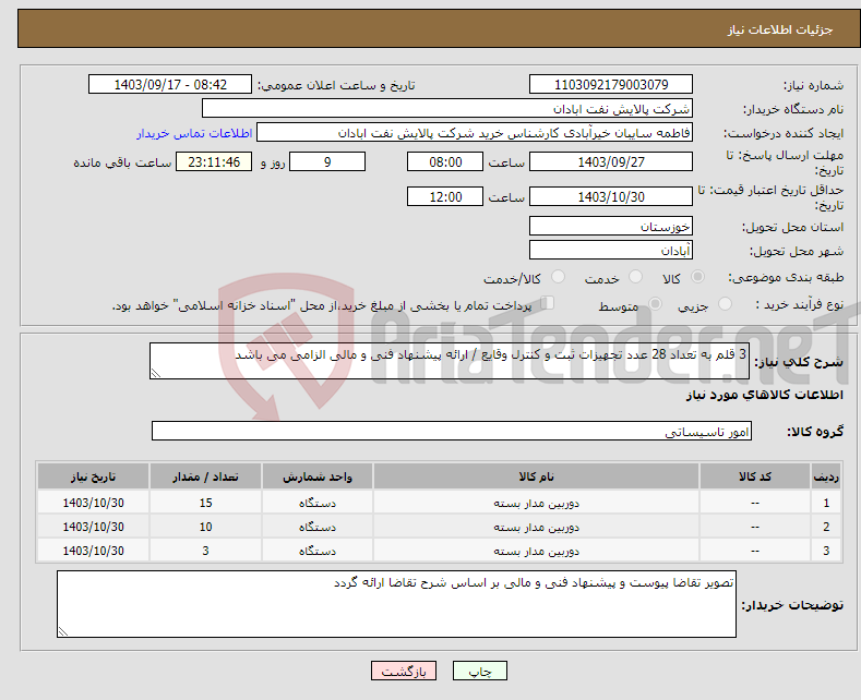 تصویر کوچک آگهی نیاز انتخاب تامین کننده-3 قلم به تعداد 28 عدد تجهیزات ثبت و کنترل وقایع / ارائه پیشنهاد فنی و مالی الزامی می باشد 