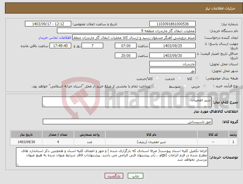 تصویر کوچک آگهی نیاز انتخاب تامین کننده-شیر اطمینان