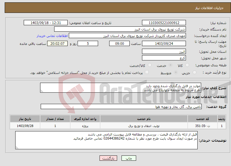 تصویر کوچک آگهی نیاز انتخاب تامین کننده-موارد در فایل بارگذاری شده وجود دارد طرح مربوط به منطقه چهارباغ می باشد 