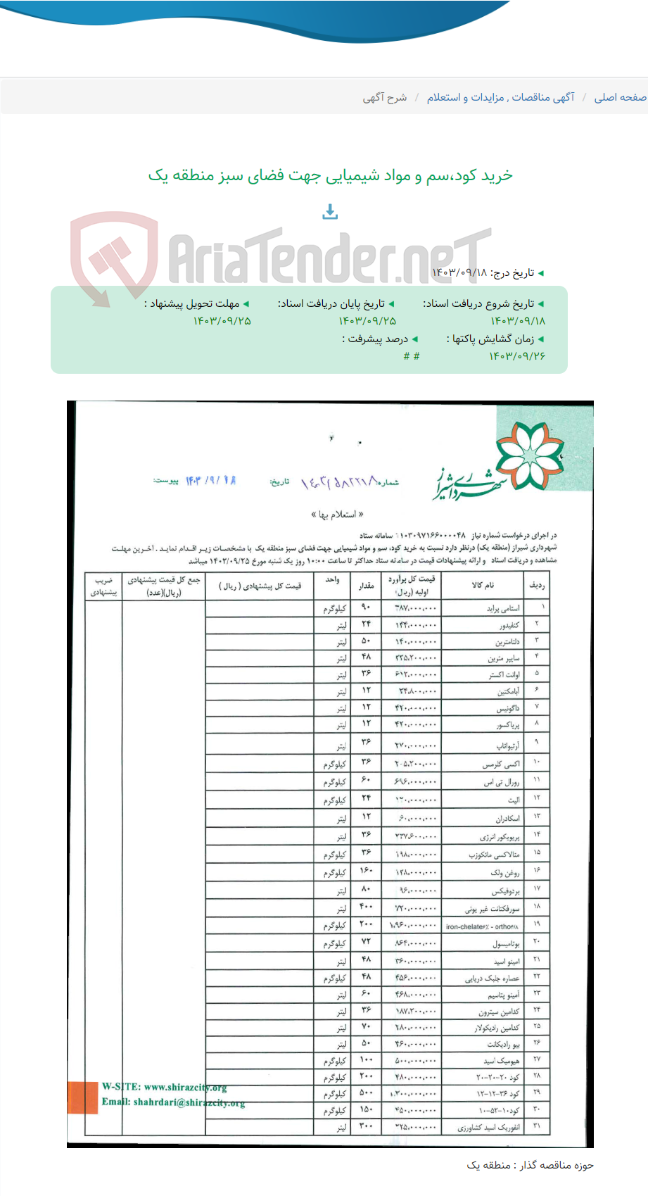 تصویر کوچک آگهی خرید کود،سم و مواد شیمیایی جهت فضای سبز منطقه یک