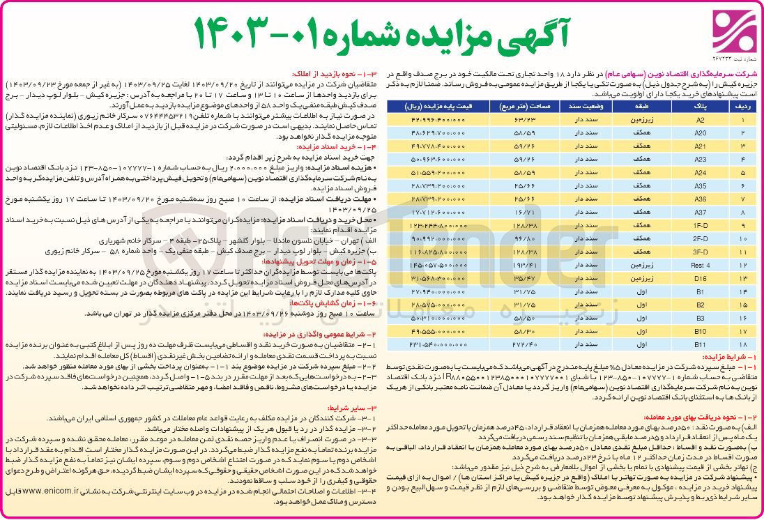 تصویر کوچک آگهی فروش 18 واحد تجاری در برج صدف