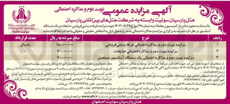 تصویر کوچک آگهی مزایده غرفه بستنی فروشی، ضایعات، یک دستگاه آسانسور مستعمل