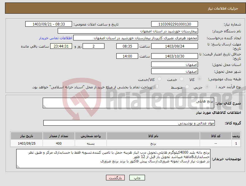 تصویر کوچک آگهی نیاز انتخاب تامین کننده-برنج هایلی