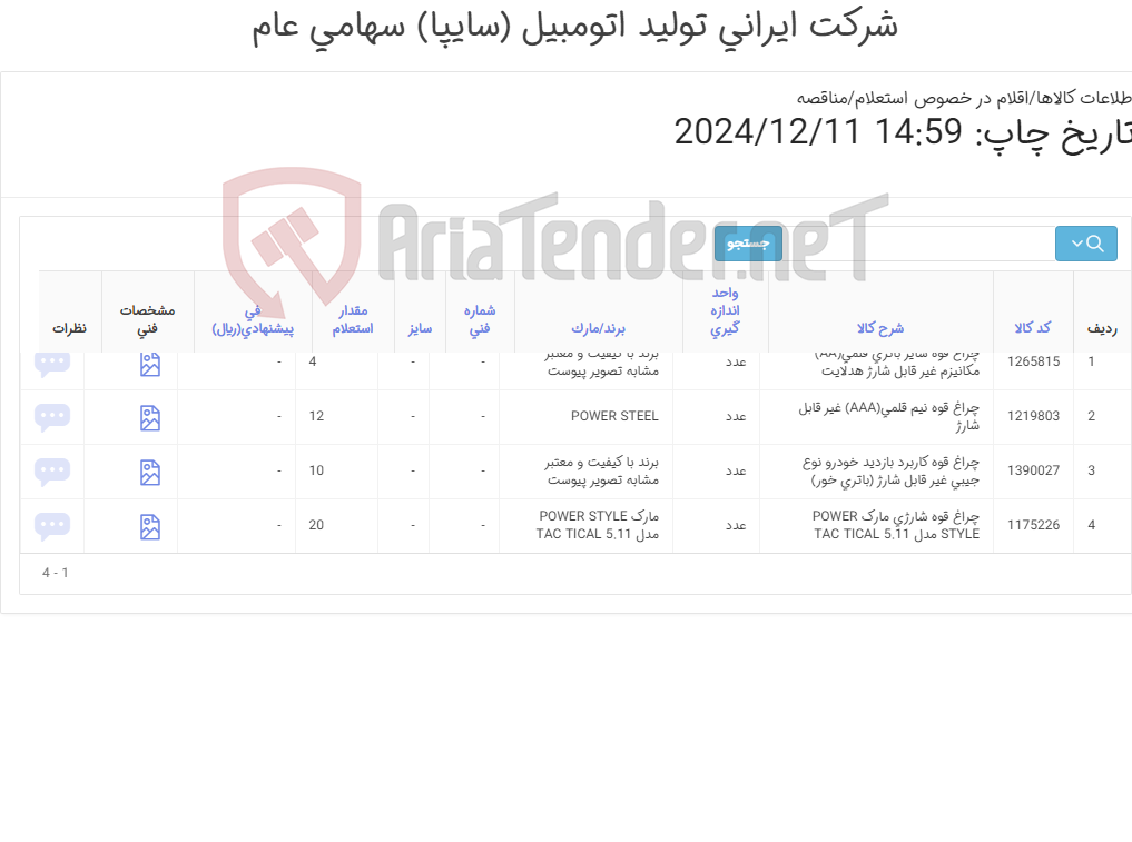 تصویر کوچک آگهی انواع چراغ قوه