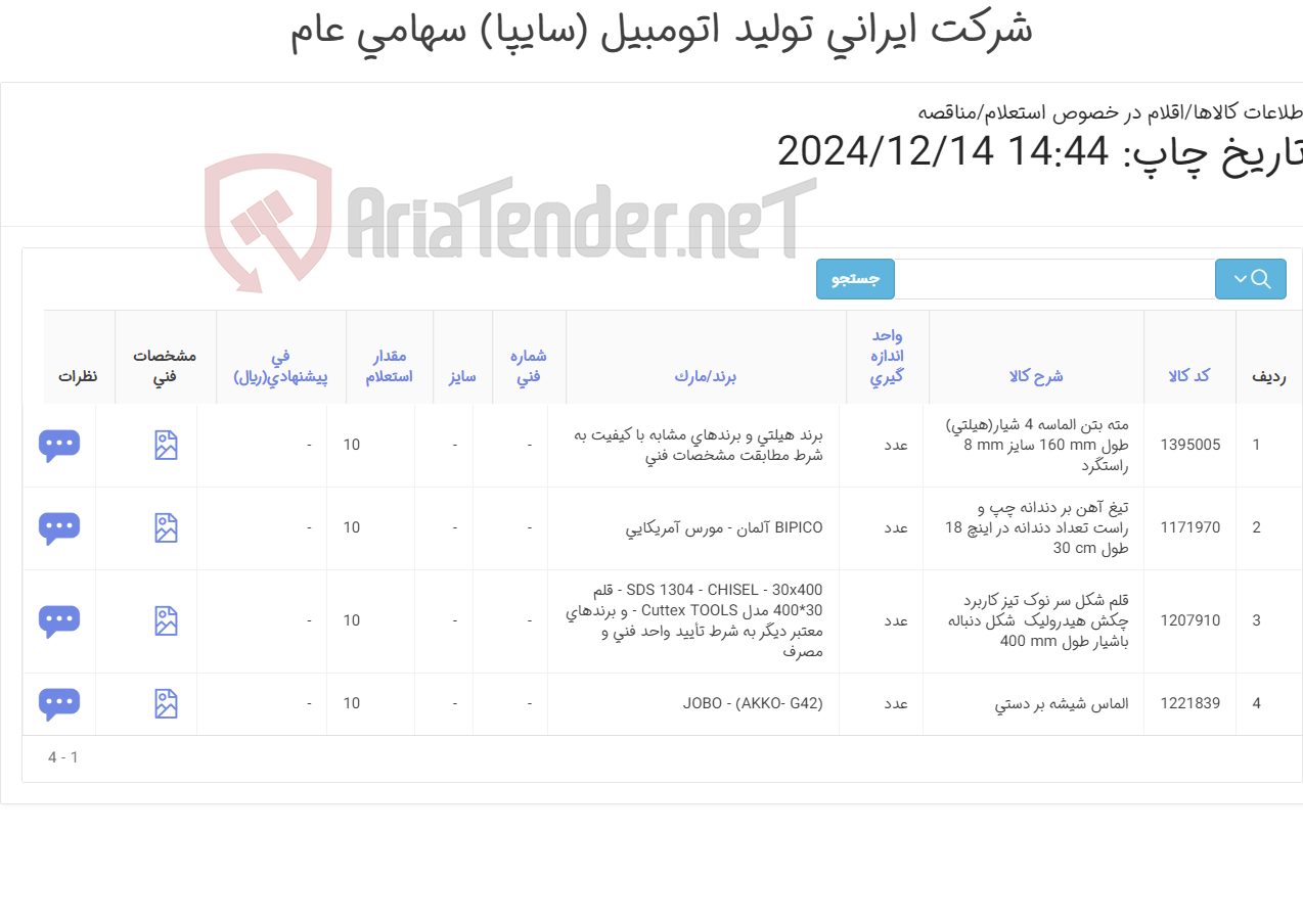 تصویر کوچک آگهی تیغ ‎آهن بر - مته ‎بتن‏ ‎الماسه - قلم نوک تیز ‎چکش هیدرولیک