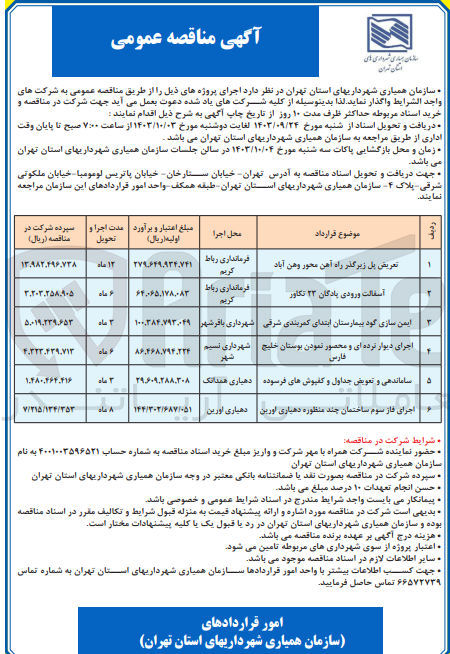 تصویر کوچک آگهی عریض پل زیرگذر راه آهن محور وهن آباد
