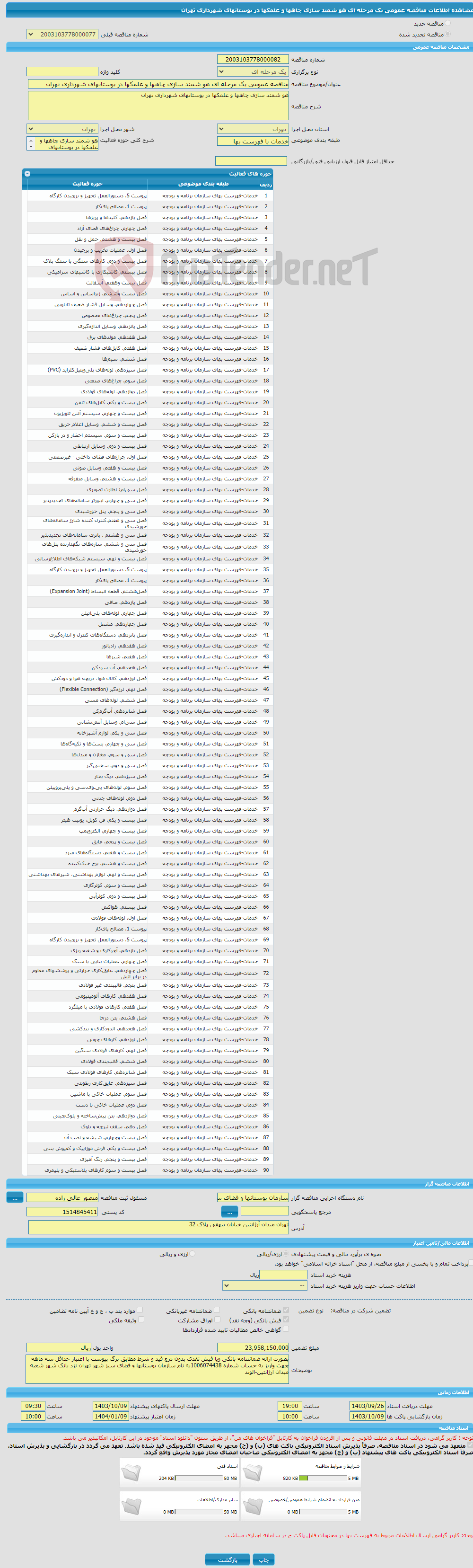 تصویر کوچک آگهی مناقصه عمومی یک مرحله ای هو شمند سازی چاهها و علمکها در بوستانهای شهرداری تهران