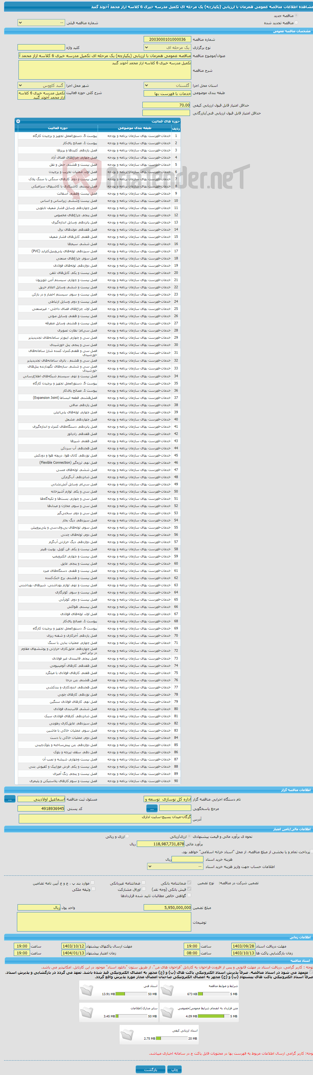 تصویر کوچک آگهی مناقصه عمومی همزمان با ارزیابی (یکپارچه) یک مرحله ای تکمیل مدرسه خیری 6 کلاسه اراز محمد آخوند گنبد 