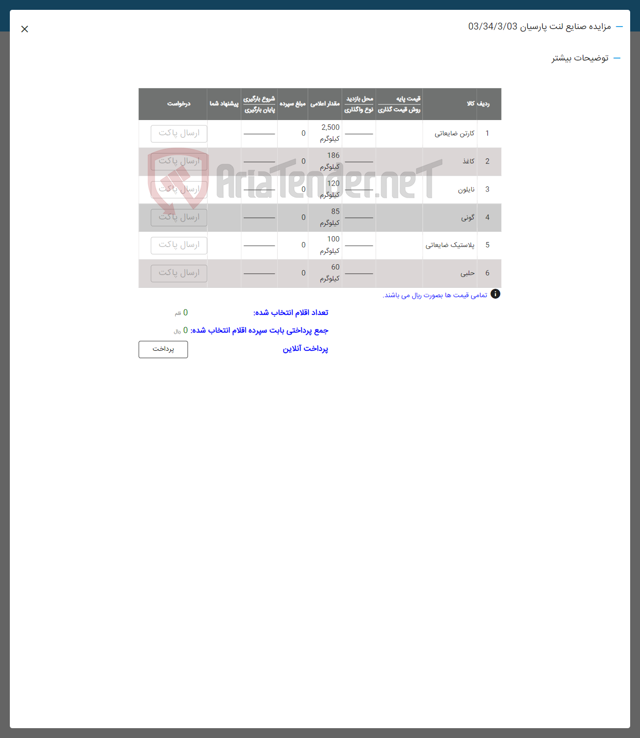 تصویر کوچک آگهی فروش اقلام شامل:کاترتن ضایعاتی -کاغذ-نایلون-گونی -پلاستیک ضایعاتی -حلبی