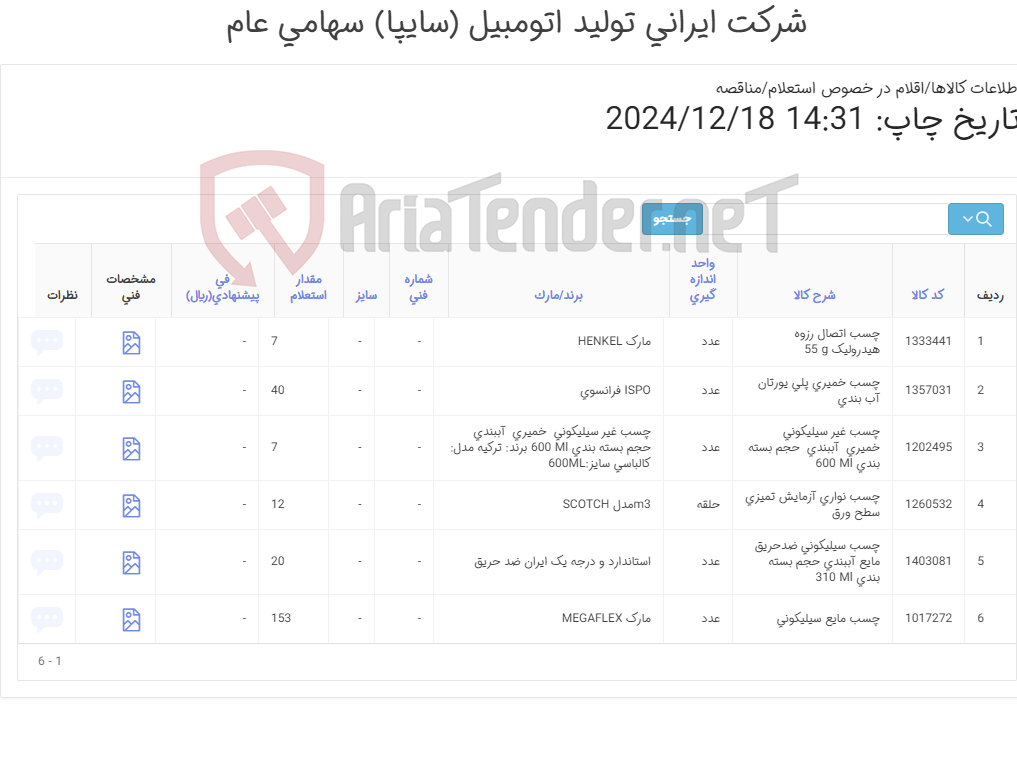 تصویر کوچک آگهی انواع چسب