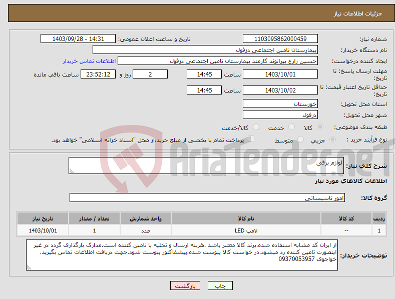تصویر کوچک آگهی نیاز انتخاب تامین کننده-لوازم برقی