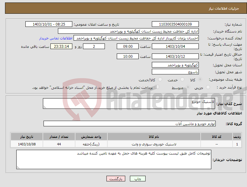تصویر کوچک آگهی نیاز انتخاب تامین کننده-لاستیک خودرو