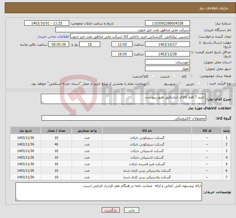 تصویر کوچک آگهی نیاز انتخاب تامین کننده-خرید 7 قلم کالای ابزاردقیق طبق پیوست