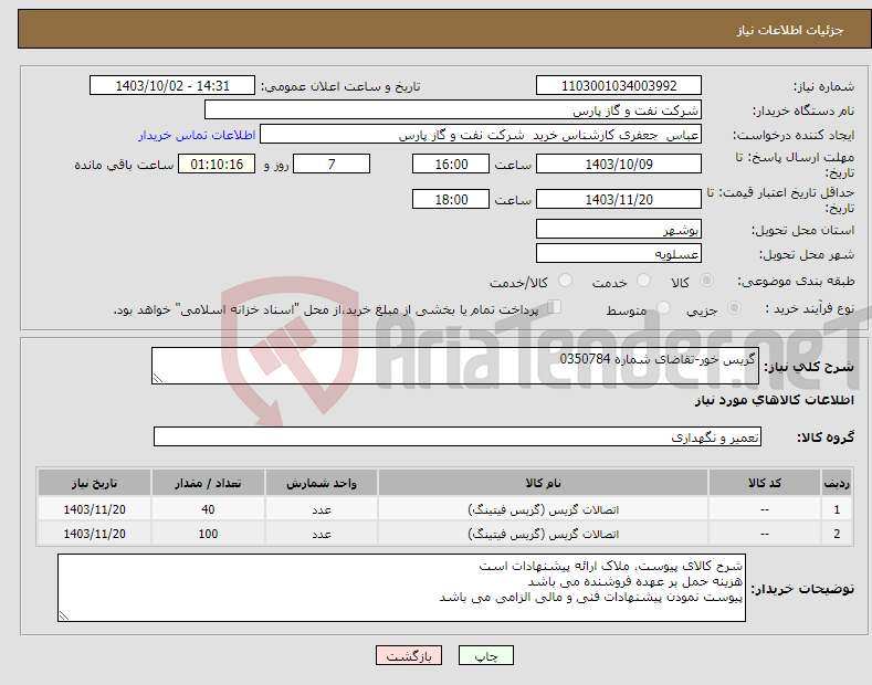 تصویر کوچک آگهی نیاز انتخاب تامین کننده-گریس خور-تقاضای شماره 0350784