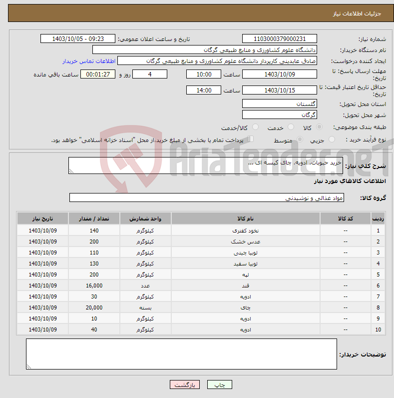 تصویر کوچک آگهی نیاز انتخاب تامین کننده-خرید حبوبات، ادویه، چای کیسه ای ...