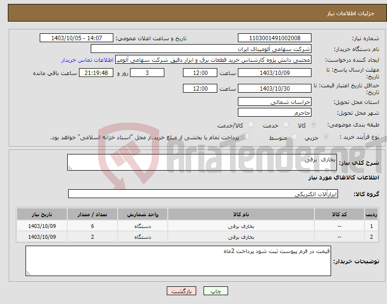 تصویر کوچک آگهی نیاز انتخاب تامین کننده-بخاری برقی