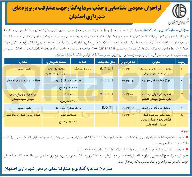 تصویر کوچک آگهی شناسایی سرمایه گذار فضای تجاری طبقه زیرین میدان امام علی به مساحت 2000 مترمربع
