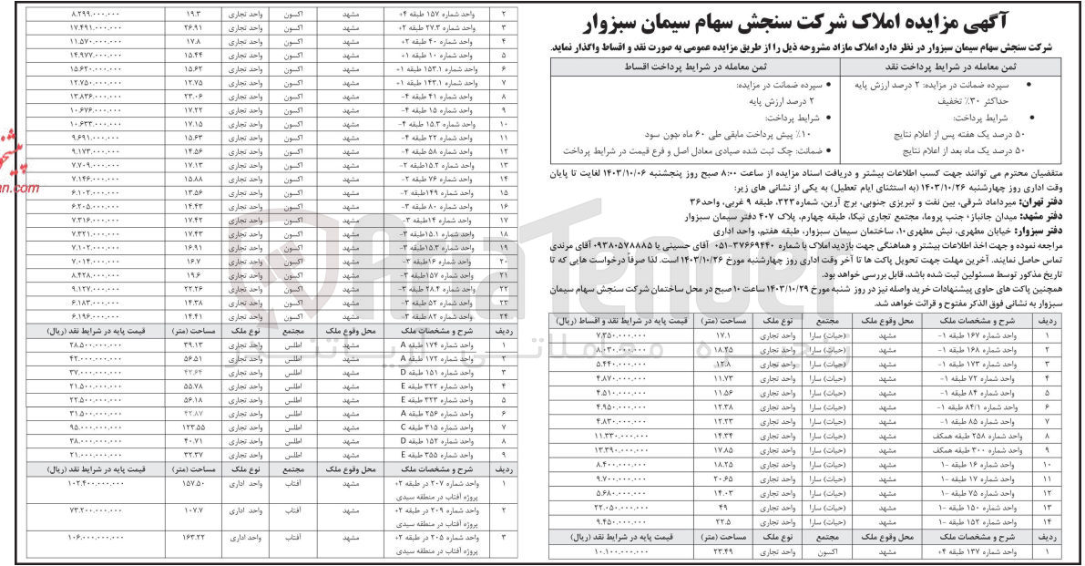 تصویر کوچک آگهی واگذاری املاک  در شهر مشهد باکاربری تجاری ،اداری 
