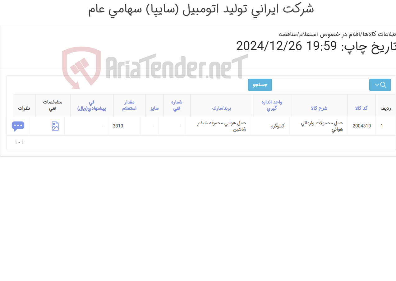 تصویر کوچک آگهی استعلام حمل هوایی محموله شیفتر شاهین از کشور چین ( پارت 4)