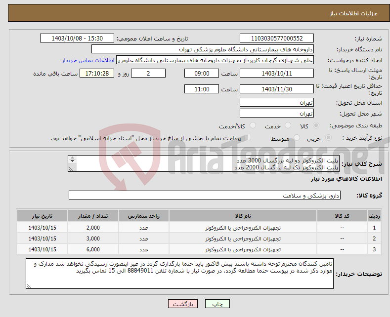 تصویر کوچک آگهی نیاز انتخاب تامین کننده-پلیت الکتروکوتر دو لبه بزرگسال 3000 عدد پلیت الکتروکوتر تک لبه بزرگسال 2000 عدد قلم الکتروکوتر 6000 عدد برند و بازپرداخت حتما ذکر شود