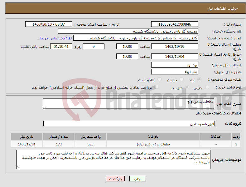 تصویر کوچک آگهی نیاز انتخاب تامین کننده-قطعات یدکی ولو