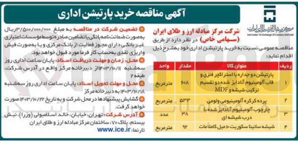 تصویر کوچک آگهی خرید پرده کرکره آلومینیومی ولومی به مقدار 533 مترمربع 