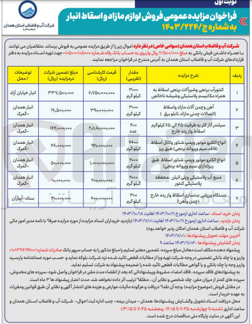 تصویر کوچک آگهی فروش انواع الکترو موتور و پمپ شناور اسقاط طبق ریز (دارای سیم و پروانه برنجی)