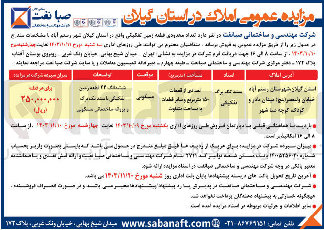 تصویر کوچک آگهی فروش ششدانگ 24 قطعه زمین تفکیکی مساحت تعدادی از قطعات 150 متر مربع و مابقی متفاوت