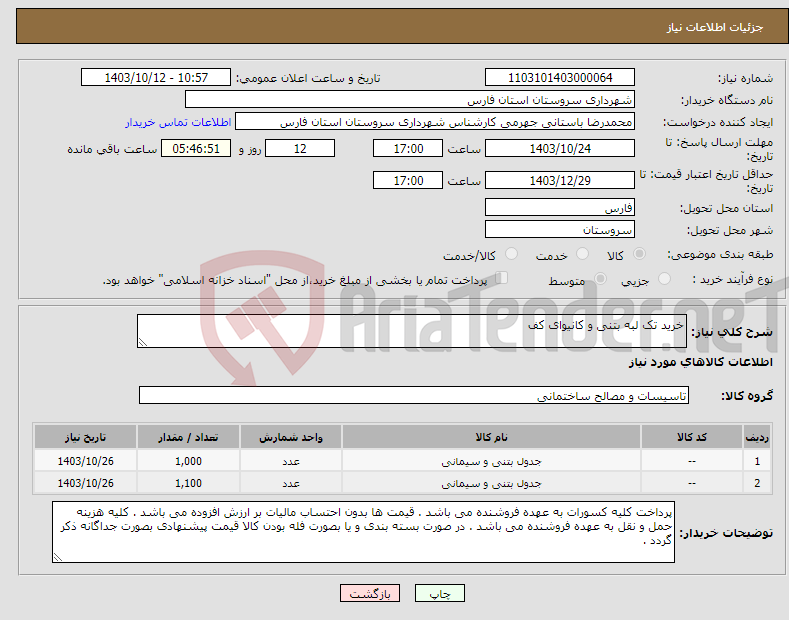 تصویر کوچک آگهی نیاز انتخاب تامین کننده-خرید تک لبه بتنی و کانیوای کف 