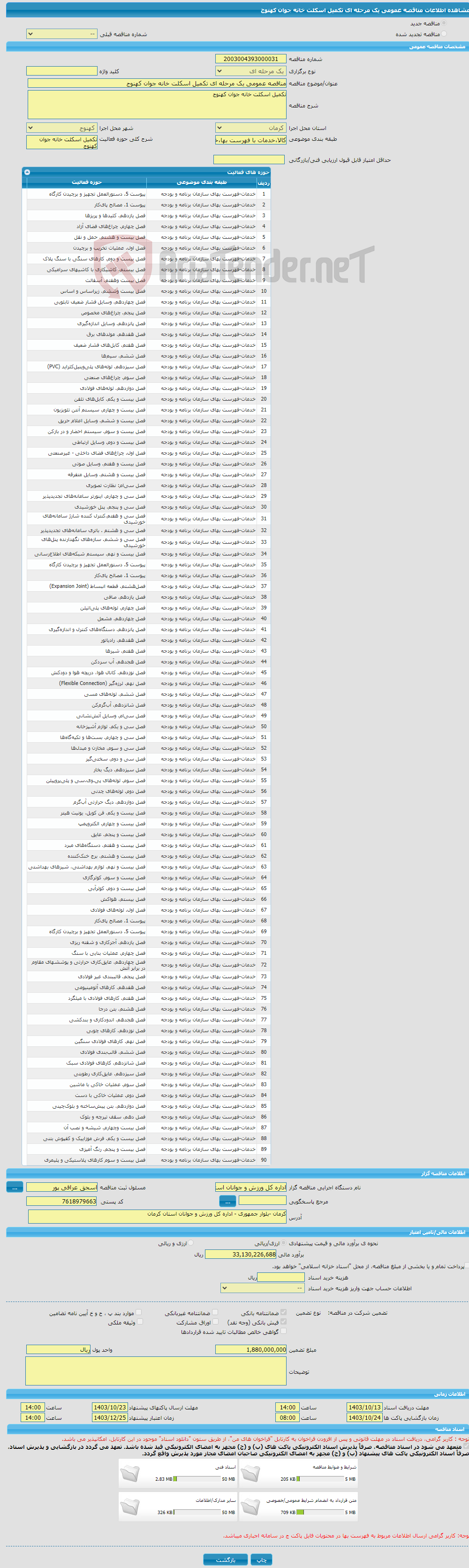 تصویر کوچک آگهی مناقصه عمومی یک مرحله ای تکمیل اسکلت خانه جوان کهنوج