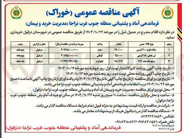 تصویر کوچک آگهی خریداری تن ماهی  180 گرمی به مقدار 95/000 قوطی 