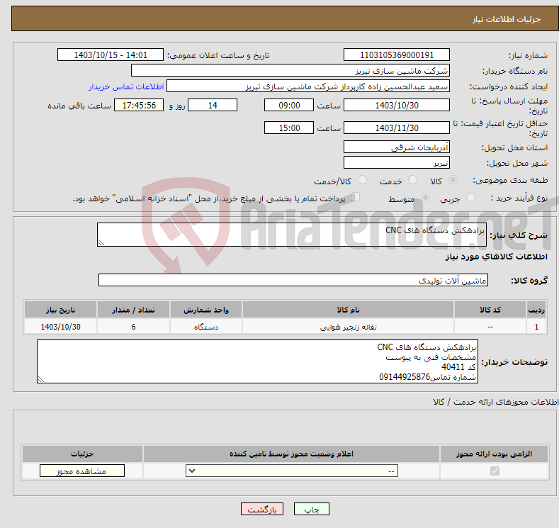 تصویر کوچک آگهی نیاز انتخاب تامین کننده-برادهکش دستگاه های CNC 