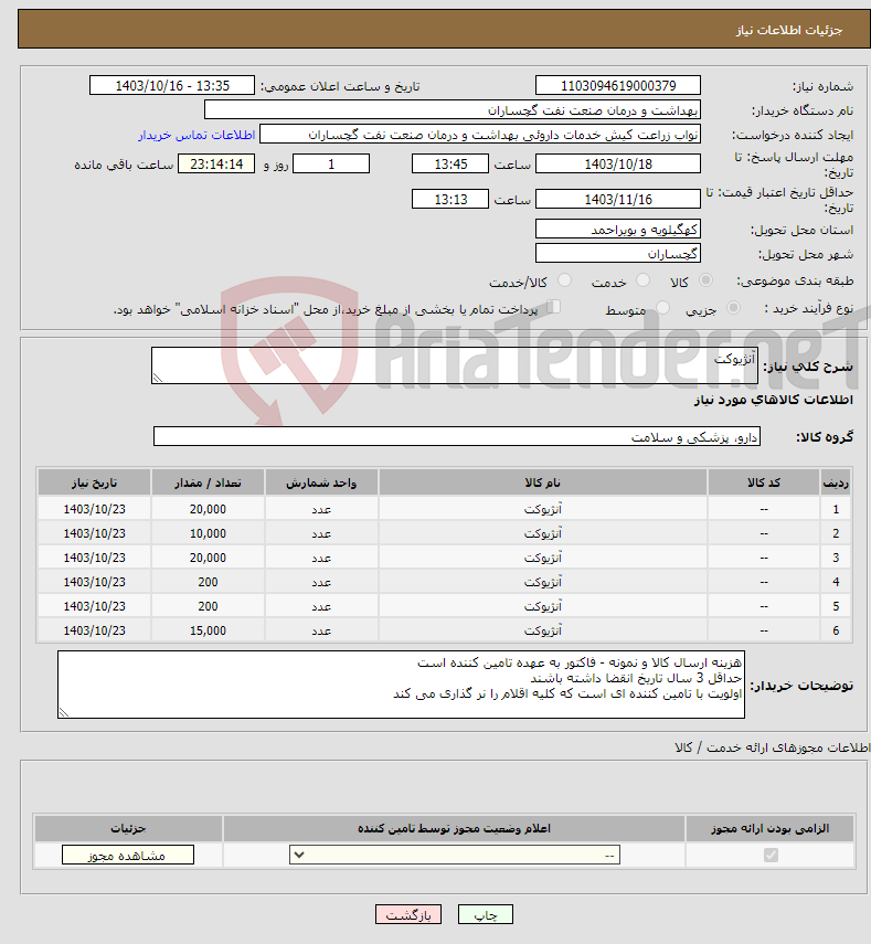 تصویر کوچک آگهی نیاز انتخاب تامین کننده-آنژیوکت