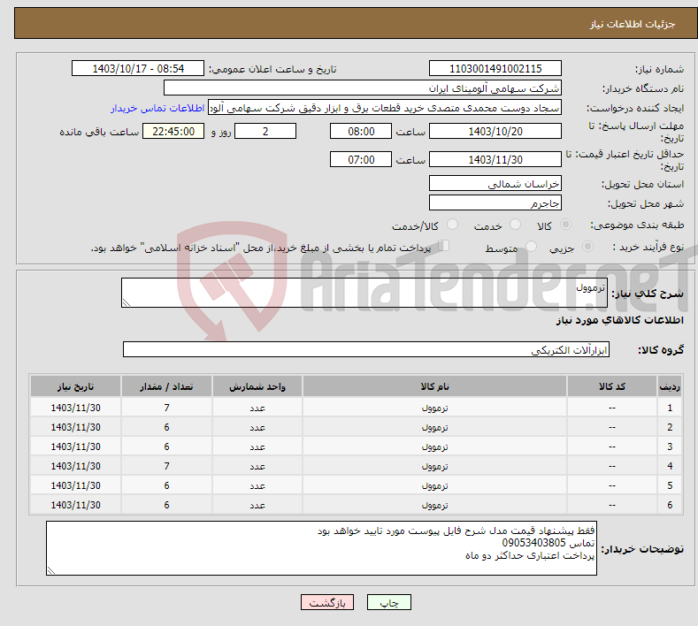 تصویر کوچک آگهی نیاز انتخاب تامین کننده-ترموول