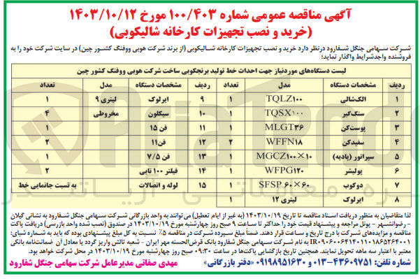 تصویر کوچک آگهی خرید و نصب 4 دستگاه سیکلون مخروطی