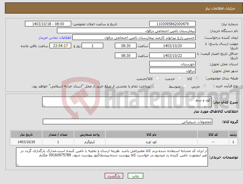 تصویر کوچک آگهی نیاز انتخاب تامین کننده-کود و سم