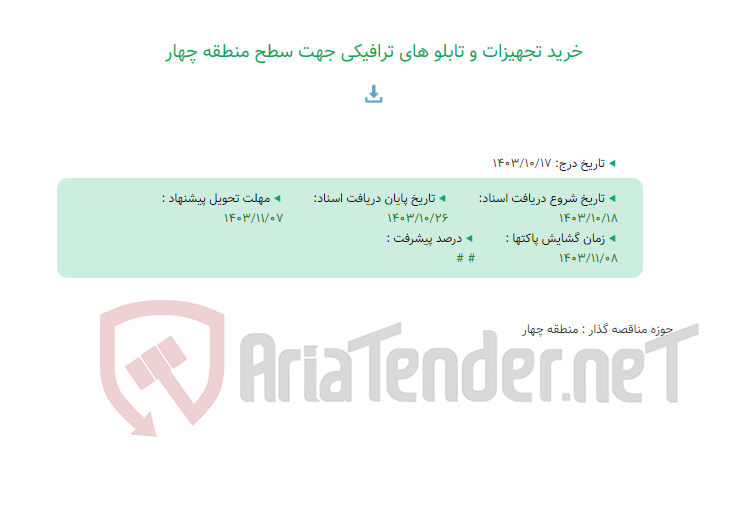 تصویر کوچک آگهی خرید تجهیزات و تابلو های ترافیکی جهت سطح منطقه چهار