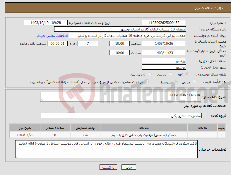 تصویر کوچک آگهی نیاز انتخاب تامین کننده-POSITION SENSOR
