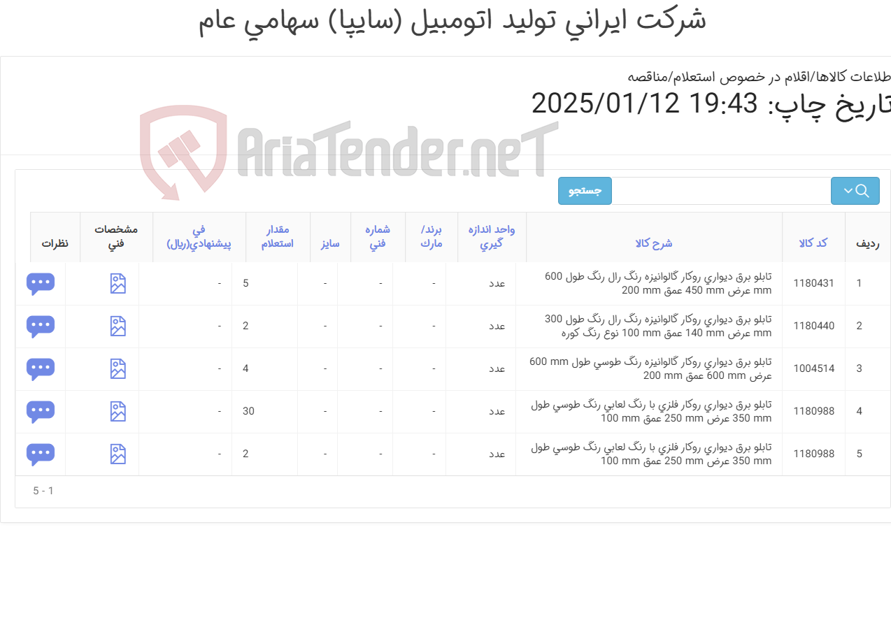 تصویر کوچک آگهی تابلو ‎برق‏ ‎دیواری روکار‏ ‎گالوانیزه‏ رنگ ‎رال