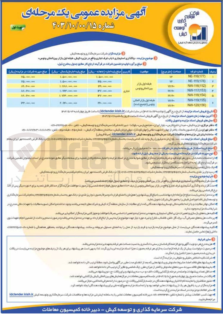 تصویر کوچک آگهی واگذاری استیجاری 6 باب غرف تجاری 