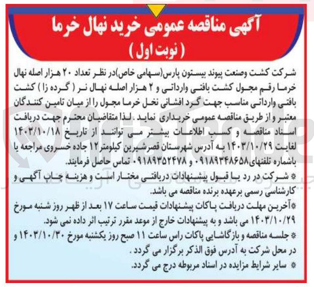 تصویر کوچک آگهی خریداری تعداد 20 هزار اصله نهال خرما رقم  مجول کشت بافتی وارداتی و 2 هزار اصله نهال نر (گرده زا ) کشت بافتی وارداتی مناسب جهت گردافشانی نخل خرما
