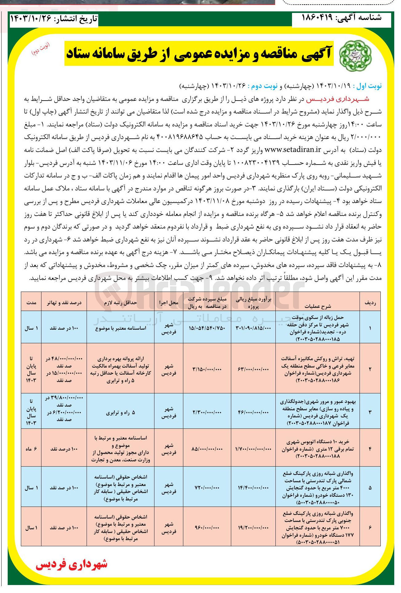 تصویر کوچک آگهی واگذاری شبانه روزی پارکینگ ضلع جنوبی پارک تندرستی با مساحت ۷۰۰۰ متر مربع با حدود گنجایش ۱۷۷ دستگاه خودرو 
