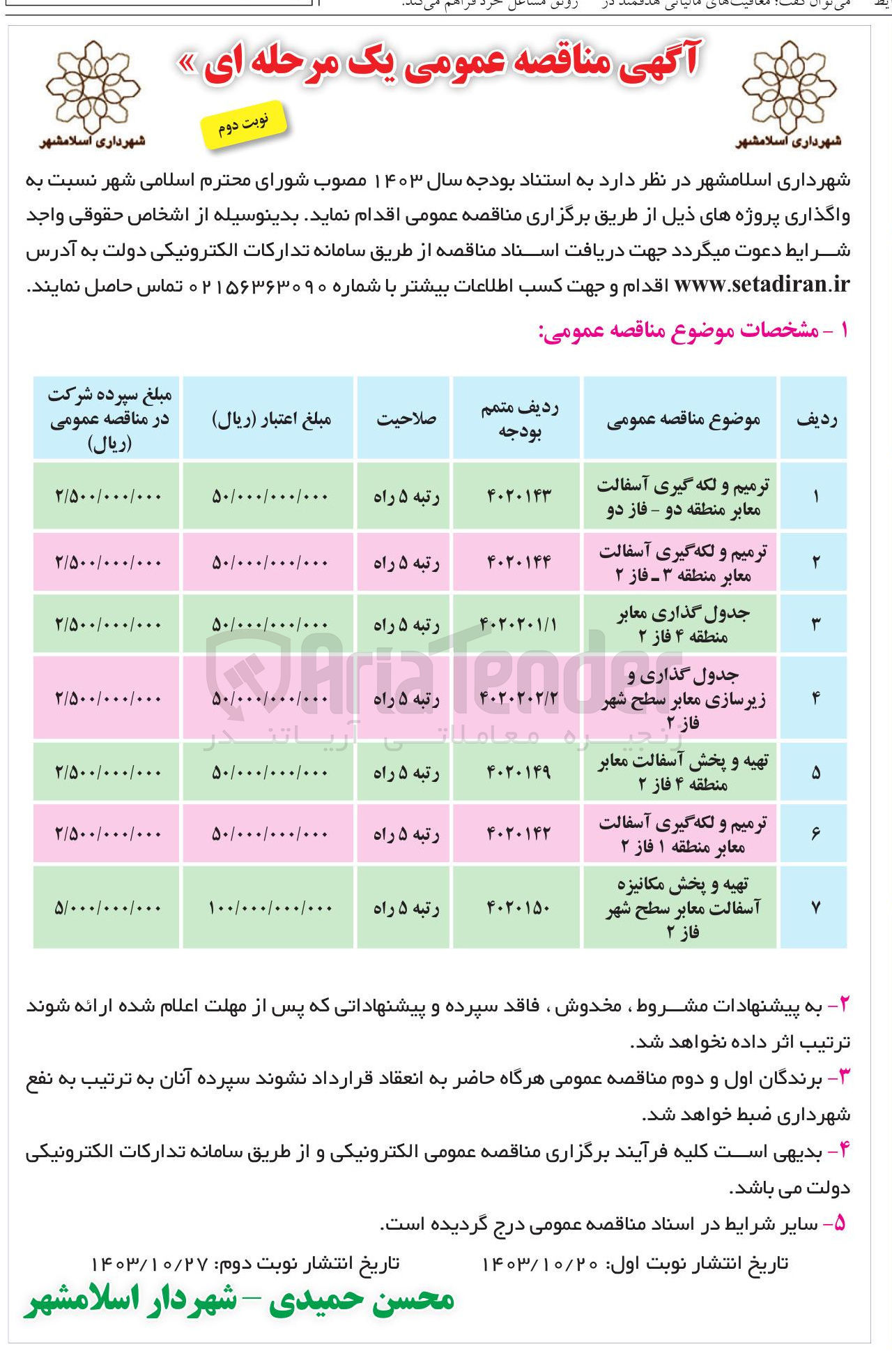 تصویر کوچک آگهی تهیه و پخش آسفالت معابر منطقه ۴ فاز ۲
