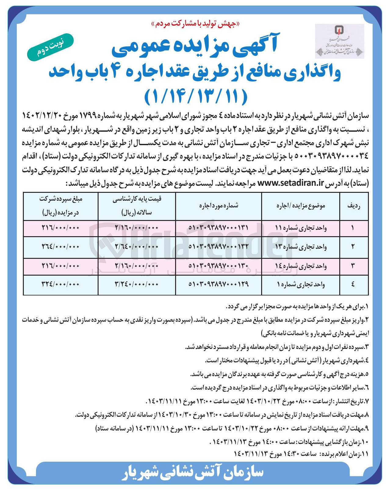 تصویر کوچک آگهی  اجاره ۲ باب واحد تجاری و ۲ باب زیر زمین 